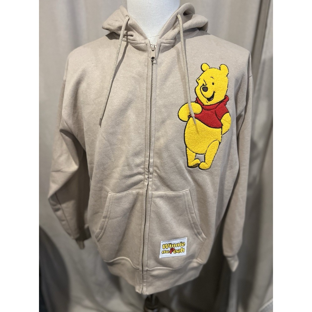 Disney Winnie The Pooh Large Hoodie Full Zip Sand Color NWT